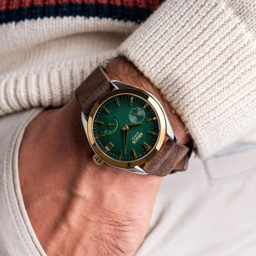 Olympus - Basil Green Gold Two Tone Leather Argos Watches
