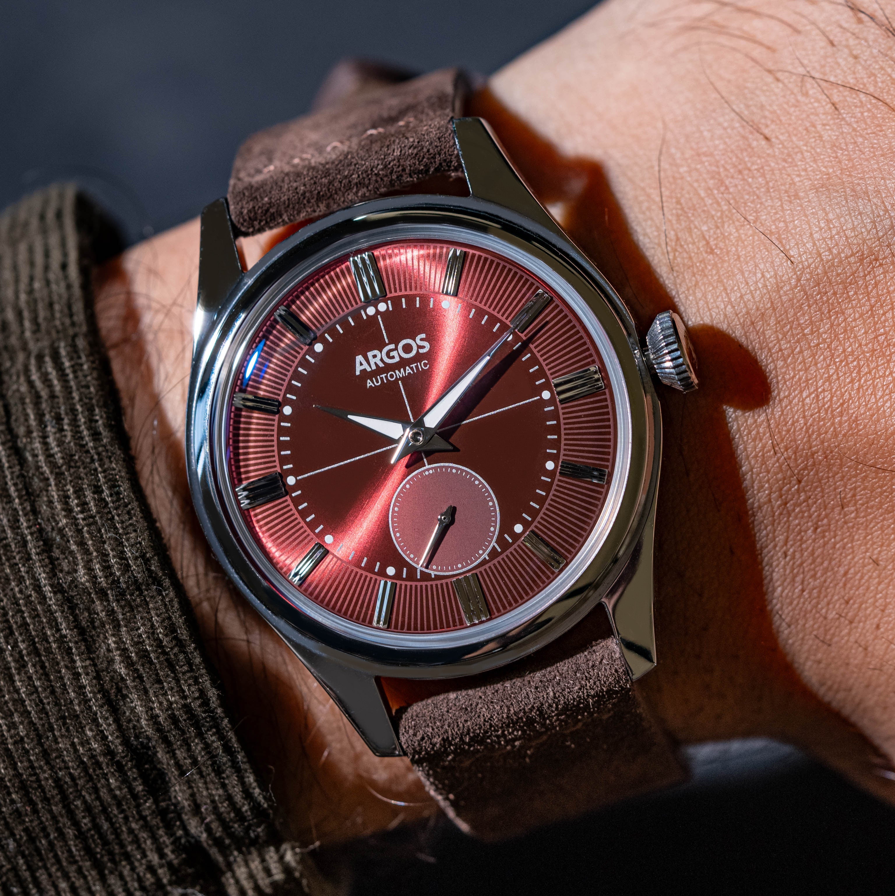 Argos Apollo III - Wine Red Silver – Argos Watches