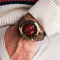 Olympus - Carmine Red Gold Two Tone Leather Argos Watches