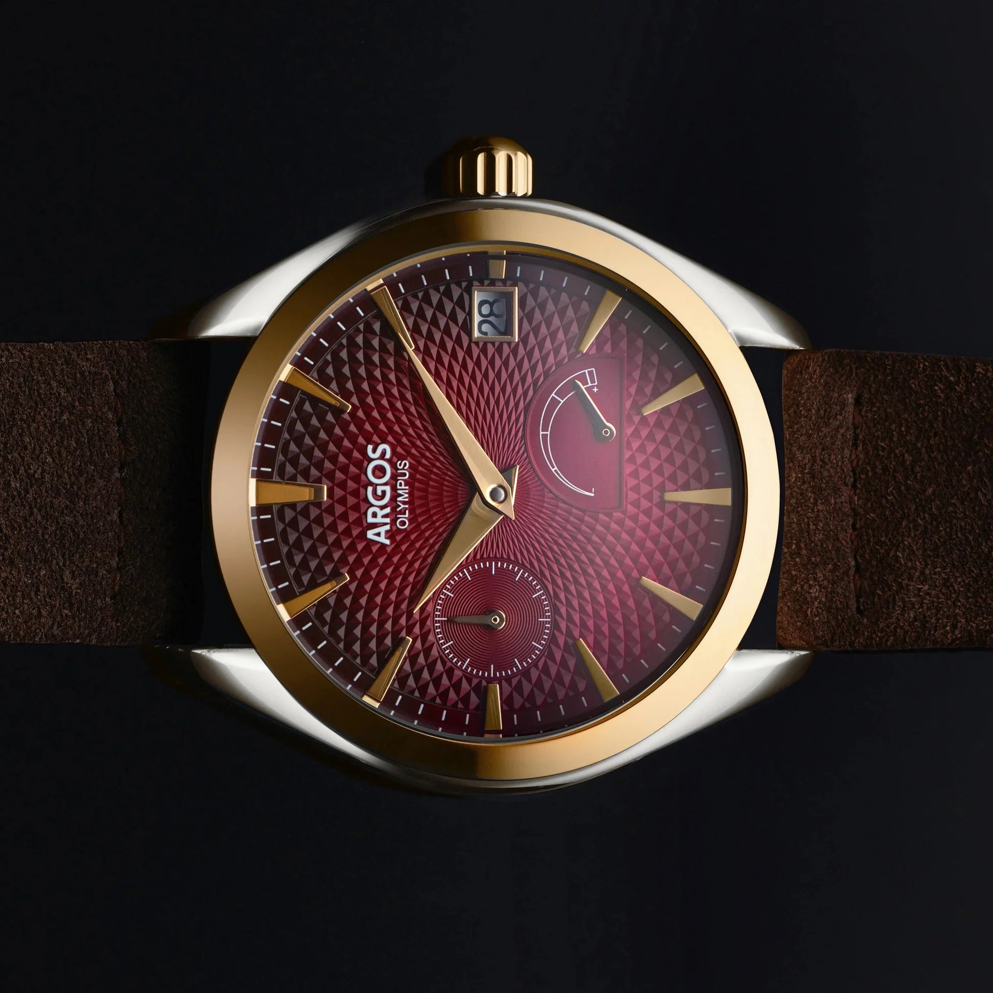 Olympus - Carmine Red Gold Two Tone Leather Argos Watches