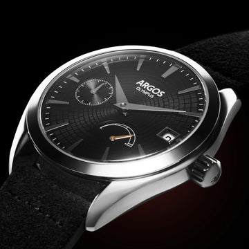 OLYMPUS - Piano Black Silver w/ Leather Strap