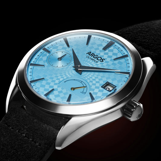 OLYMPUS - Arctic Blue Silver w/ Leather Strap