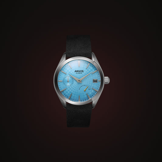 OLYMPUS - Arctic Blue Silver w/ Leather Strap