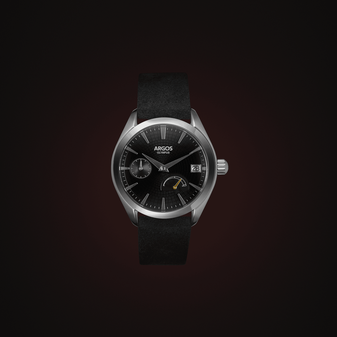 OLYMPUS - Piano Black Silver w/ Leather Strap